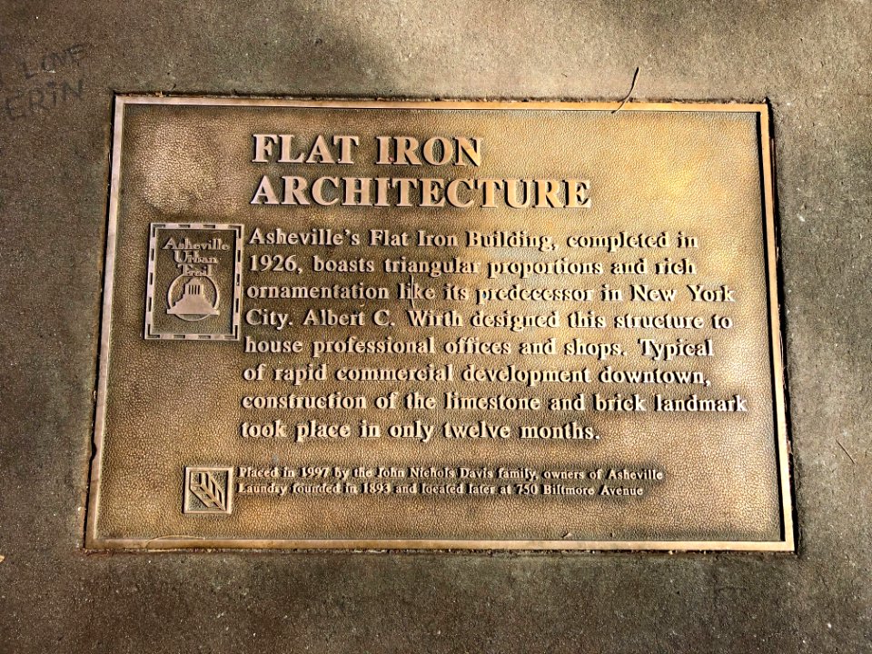 Flat Iron Building Historical Marker, Asheville, NC 