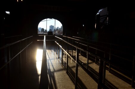 Shadow sunset against light photo