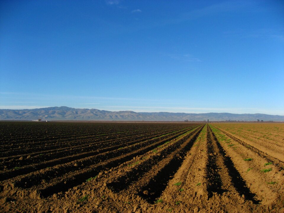 Distant mountain blue sky landscape