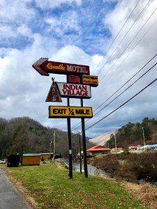 Qualla Motel and Mac's Indian Village Sign, Cherokee, NC 