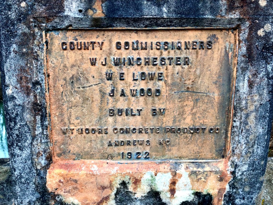 Plaque, Hiwassee River Bridge, Hayesville, NC 