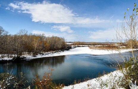 Winter river beach