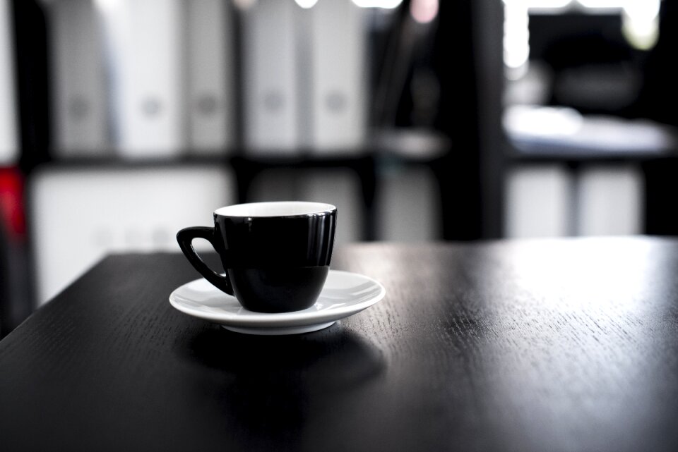 Depth of field desk drink photo