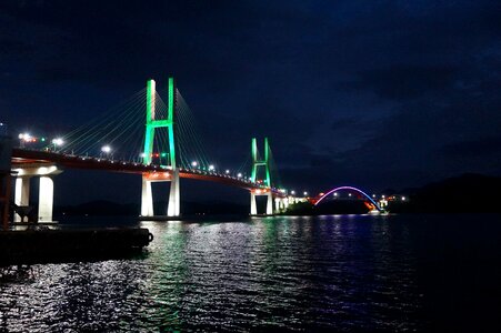 Night view the night sea bridge