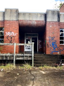 Front Entrance, Log Cabin Association Elementary School, B… 