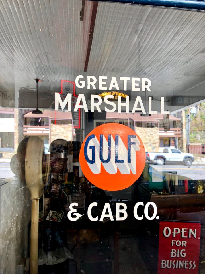 Greater Marshall Gulf and Cab Company Sign, Marshall, NC 