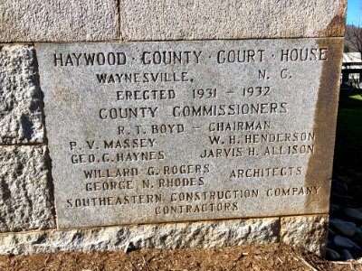 Cornerstone, Haywood County Courthouse, Waynesville, NC 