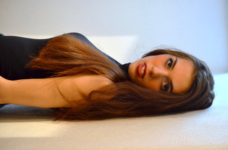 Girl long hair eyes