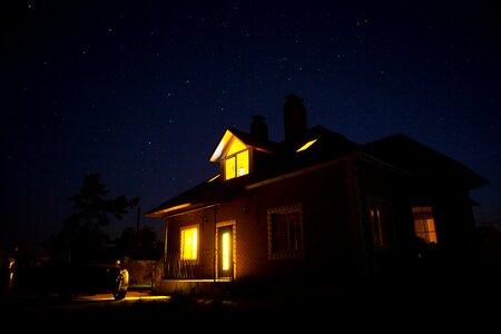 Night cottage bright photo