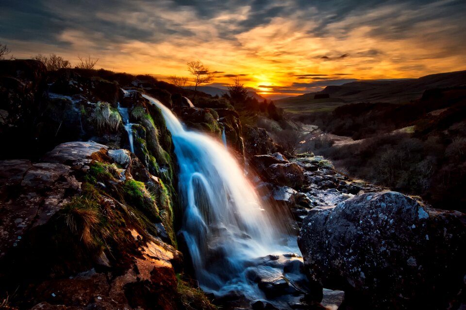 Sky clouds waterfall