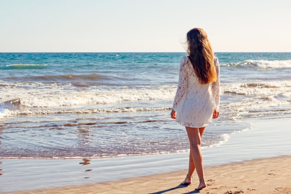 Ocean white dress beach
