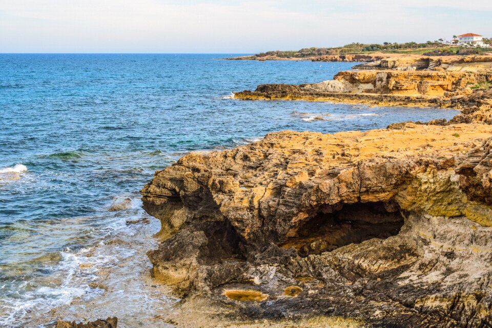 Rocky coast sea blue photo