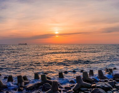 Sunset seascape sun photo