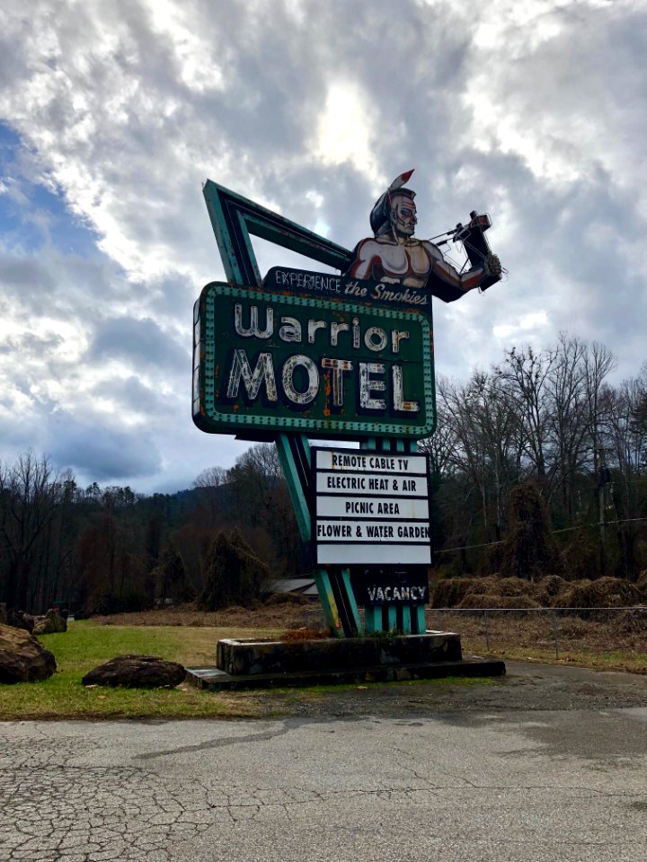Warrior Motel Sign, Cherokee, NC 