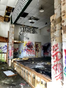 Gymnasium, Log Cabin Association Elementary School, Barker… 