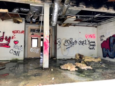Library, Log Cabin Association Elementary School, Barkers … 