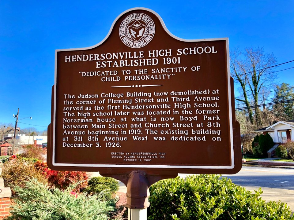 Historical Marker, Hendersonville High School, Hendersonvi… 