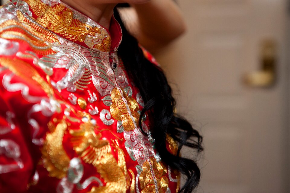 Female bride happy