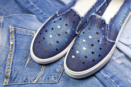 Blue jeans sports shoes photo