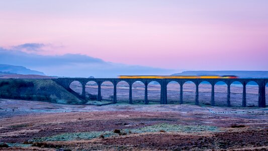 Viaduct train sunrise photo