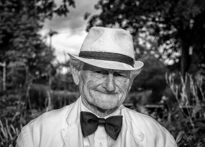 Old man black and white face photo