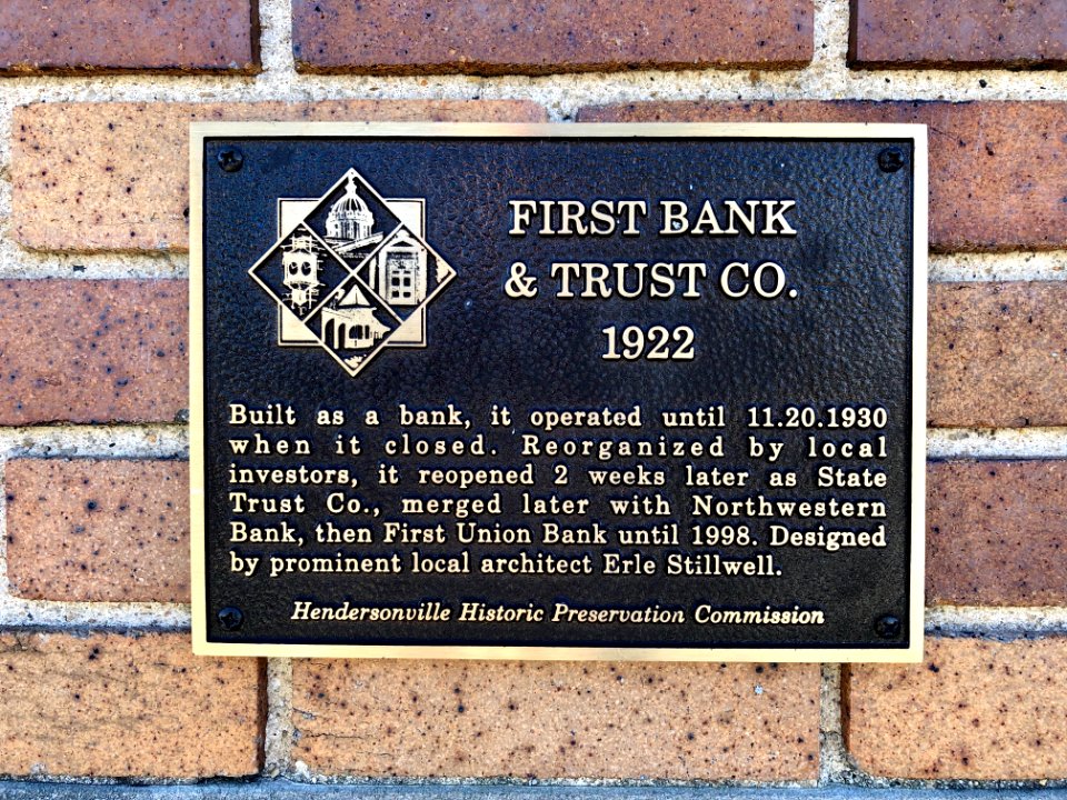 Historical Marker, First Bank & Trust Company Building, He… 
