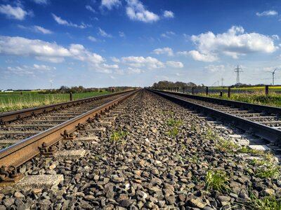 Railroad tracks gravel landscape
