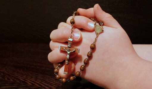 Folded hands prayer cross photo
