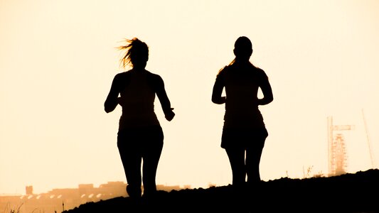 Running afternoon silhouette