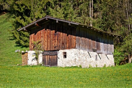 Alpine hut chiemgau pasture photo