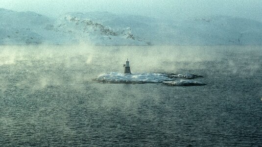 Fjord lighthouse artic ocean