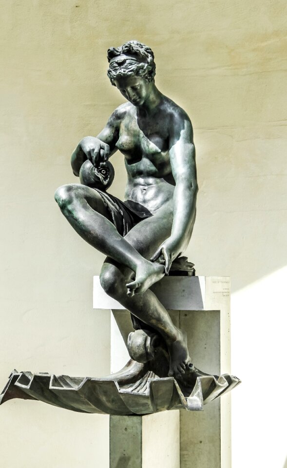 Bronze statue the fountain in the maximilian museum augsburg