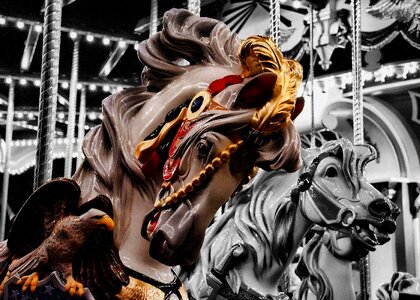 Merry-go-round wooden horse gray horse