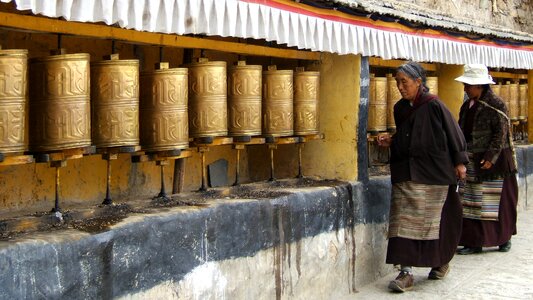 Buddhism prayer wheels pilgrim photo