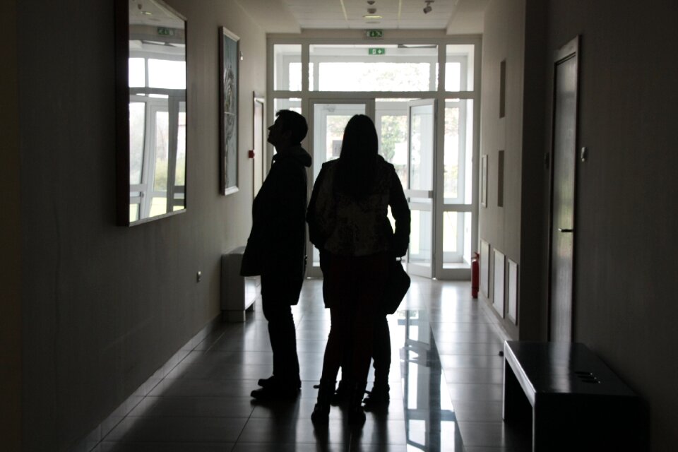Gallery corridor against the light