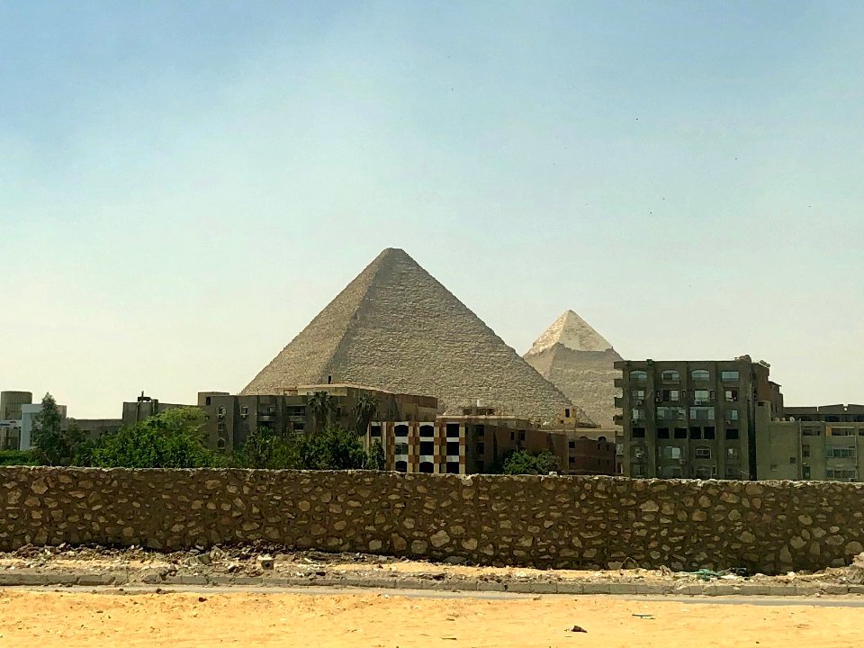Pyramids from El Mansouria Road, Giza, GG, EGY 