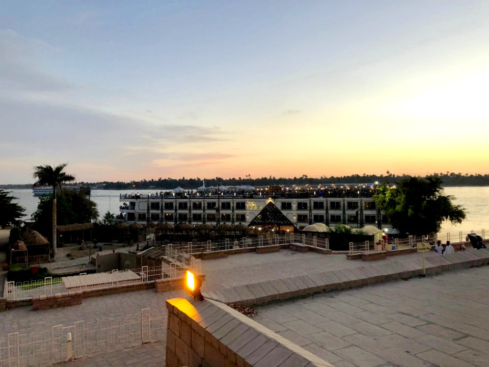 Cruise Ships at Kom Ombo Temple, Kom Ombo, AG, EGY 