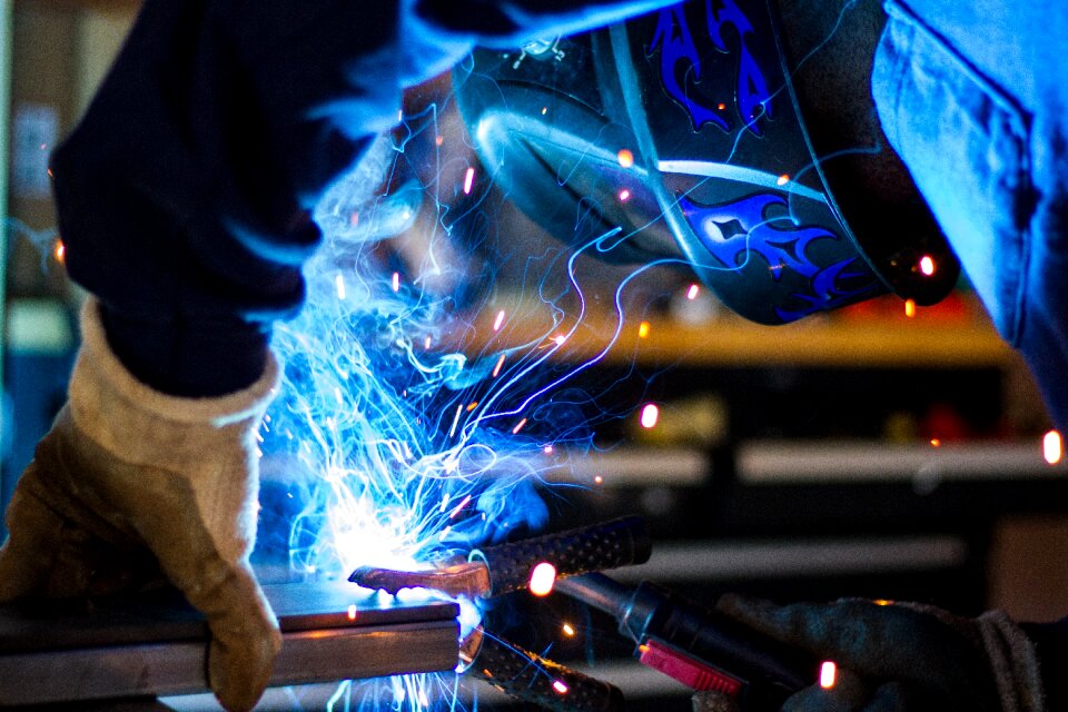 Soldering sparks metalwork