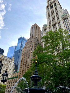 Skyscrapers from City Hall Park, New York City, NY 