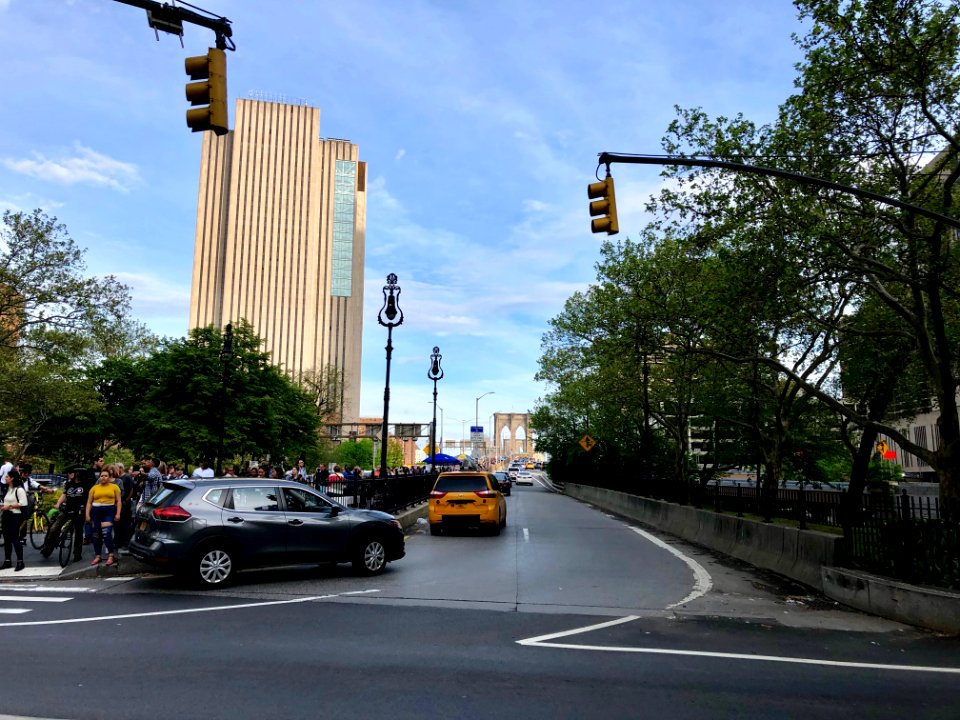 Brooklyn Bridge from Park Row, New York City, NY 