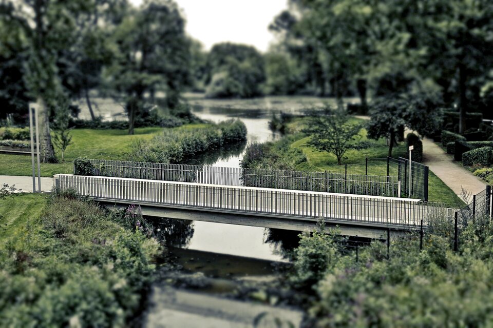 Canal architecture green bridge photo