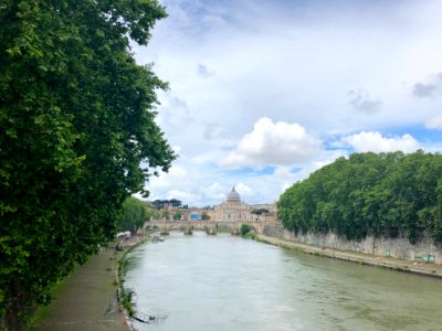 Tiber River from Ponte Umberto I towards The Vatican, Roma… 