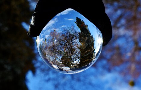 Mirroring round glass photo