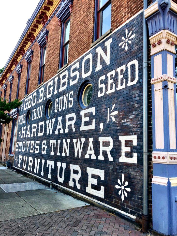 Geo B. Gibson Hardware Company Sign, Rising Sun, IN 