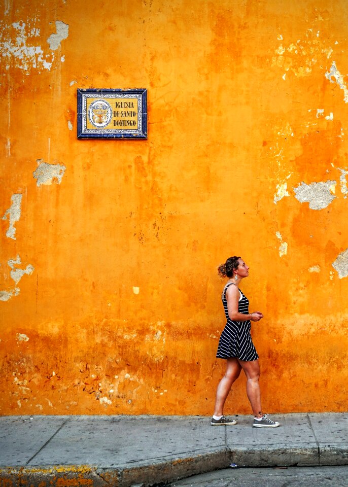 Shabby decrepit orange wall