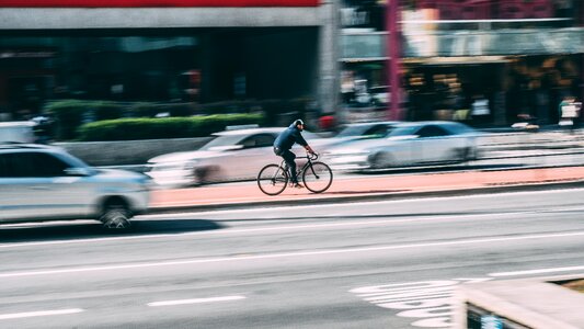 City cyclist road photo