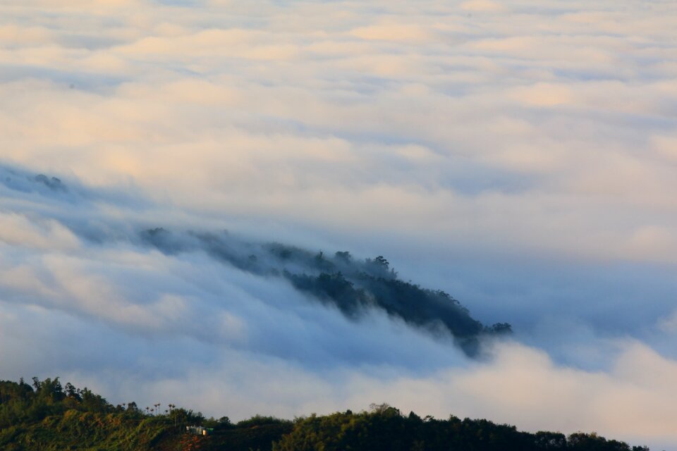 Sky foggy road early in the morning
