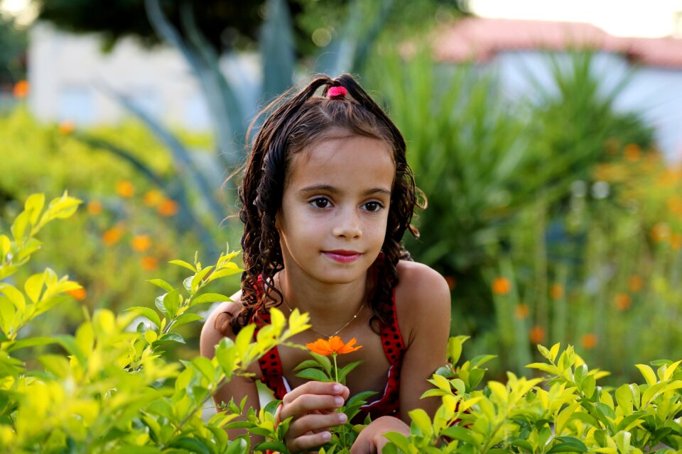 Family green grass red dress