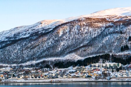 Fjord snow mountains photo