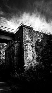 Black and white train bridge